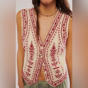Maison Hotel Anthropologie Women’s Vest Top Embroidered Cotton Boho XS